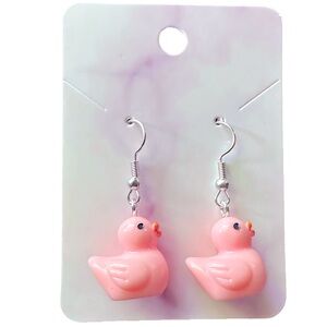 Pink Duck Drop Earrings